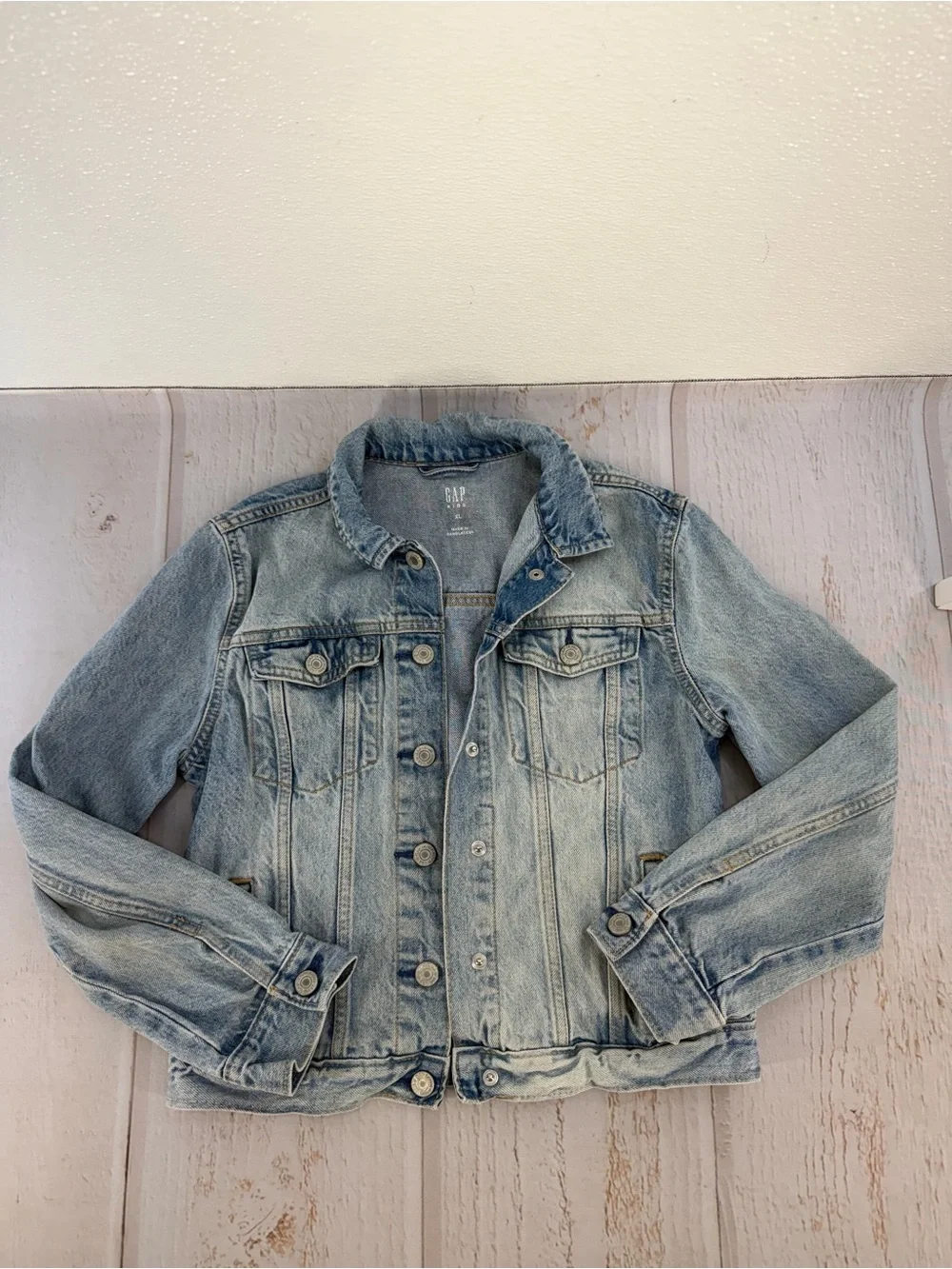 GAP Kids Girls‎ Denim Jacket XL 12-13 Light Wash Jean Trucker Coat